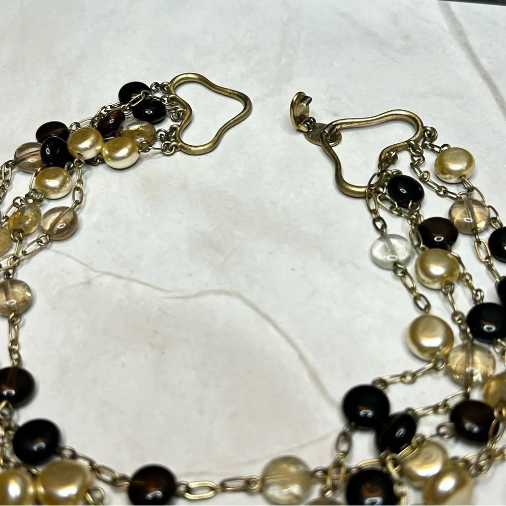 Unique Multi-Strand Faux Pearl Necklace